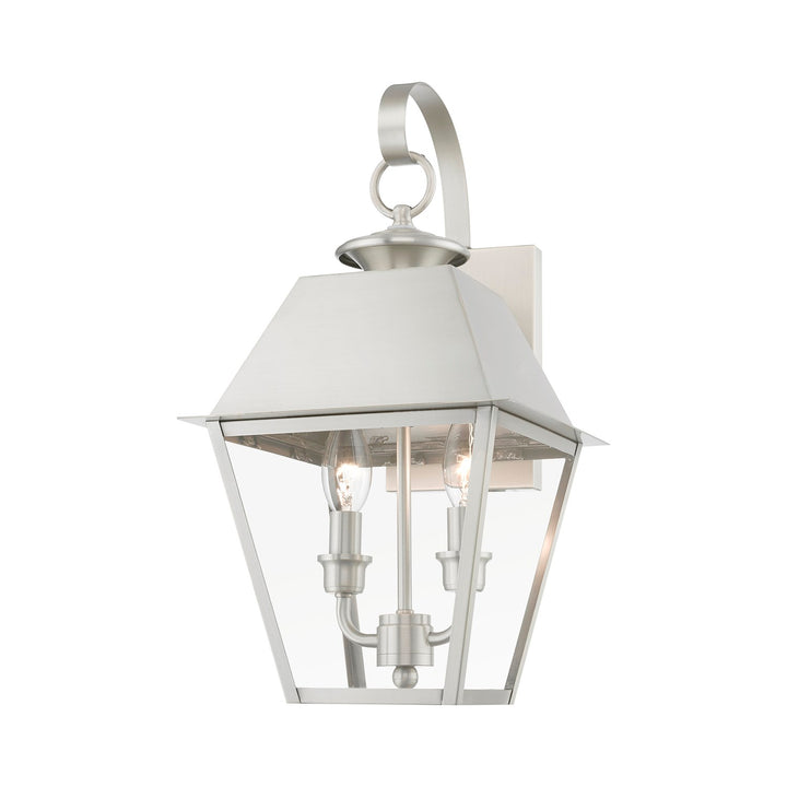 2 Light Brushed Nickel Outdoor Medium Wall Lantern