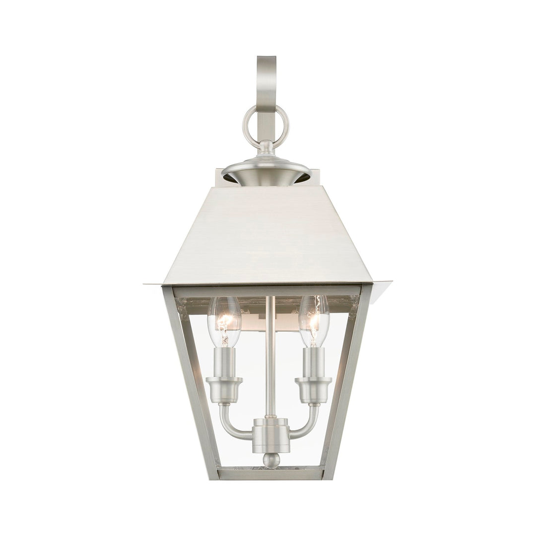 2 Light Brushed Nickel Outdoor Medium Wall Lantern
