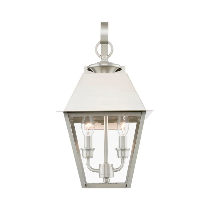 2 Light Brushed Nickel Outdoor Medium Wall Lantern