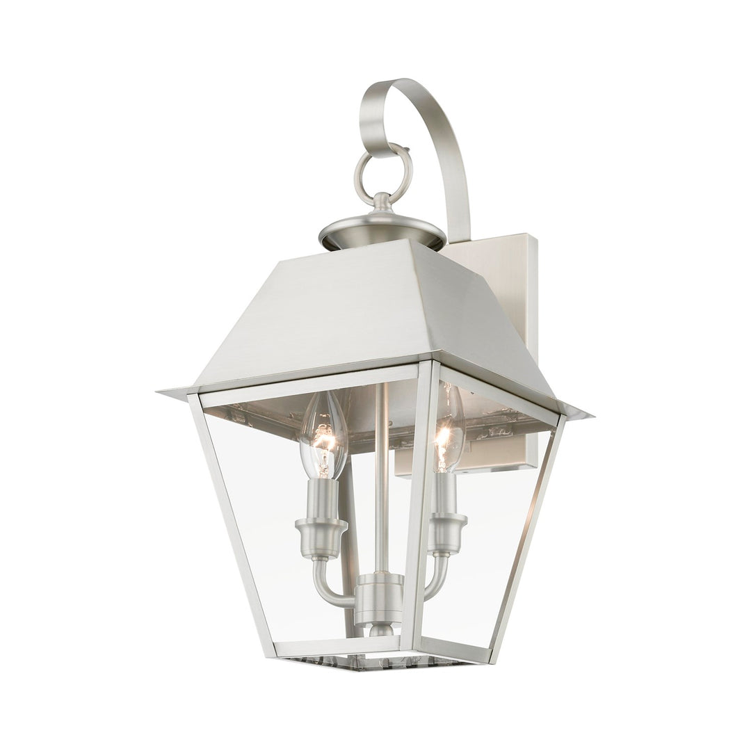 2 Light Brushed Nickel Outdoor Medium Wall Lantern