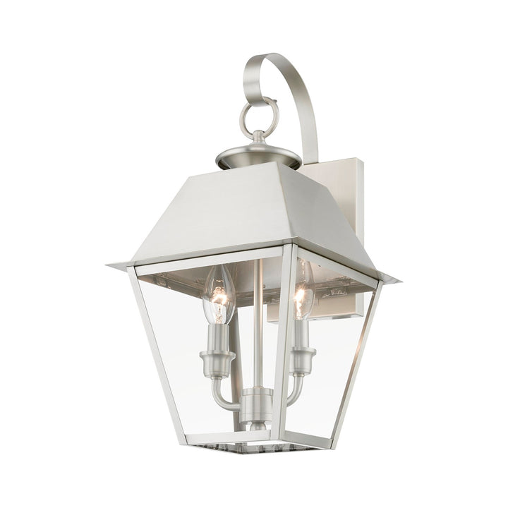 2 Light Brushed Nickel Outdoor Medium Wall Lantern
