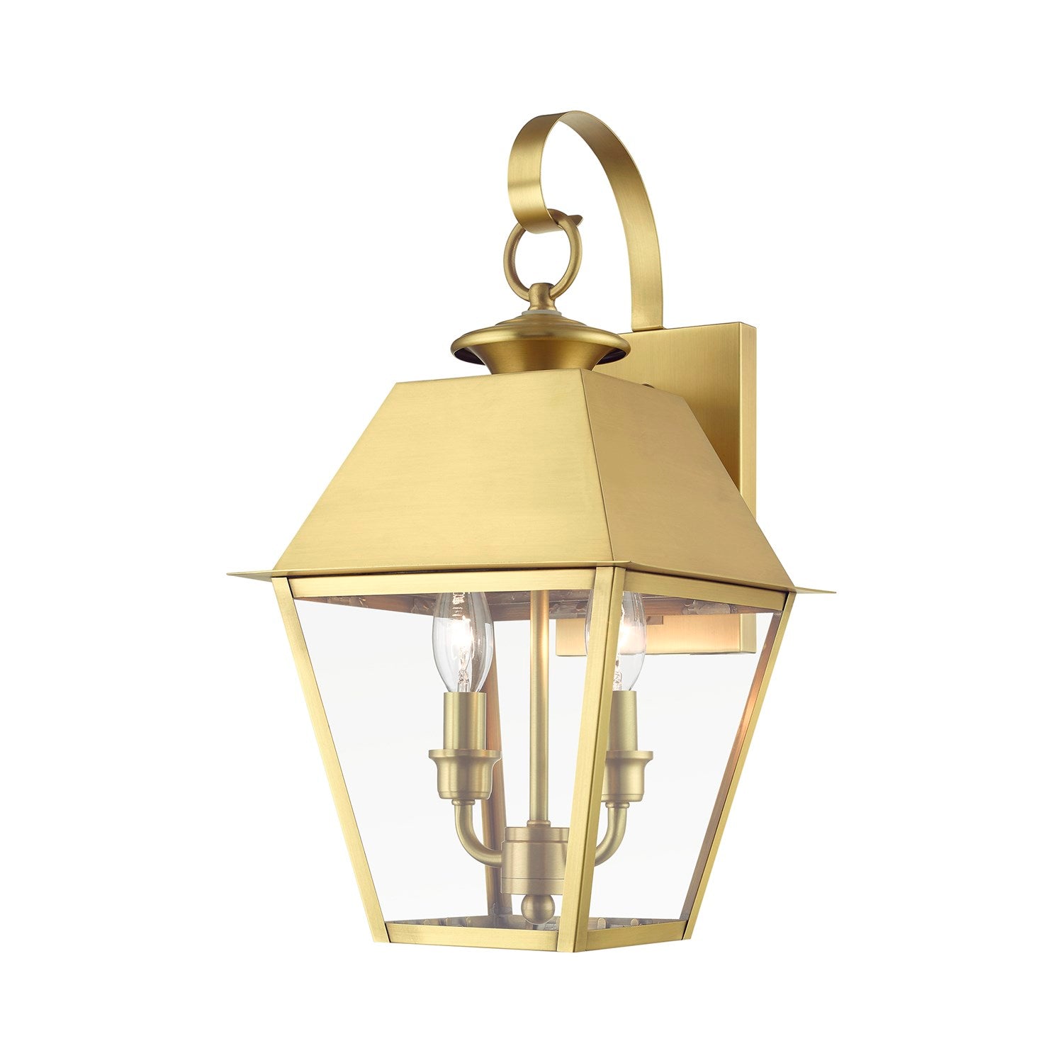 2 Light Natural Brass Outdoor Medium Wall Lantern by Livex Lighting