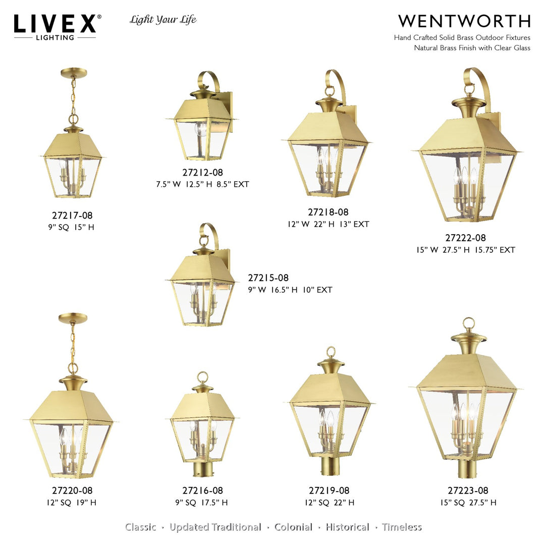 2 Light Natural Brass Outdoor Medium Wall Lantern