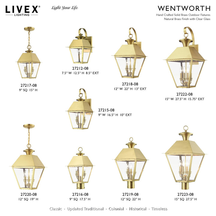 2 Light Natural Brass Outdoor Medium Wall Lantern
