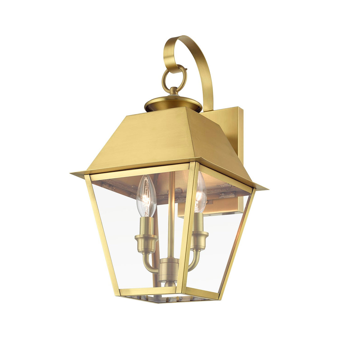 2 Light Natural Brass Outdoor Medium Wall Lantern