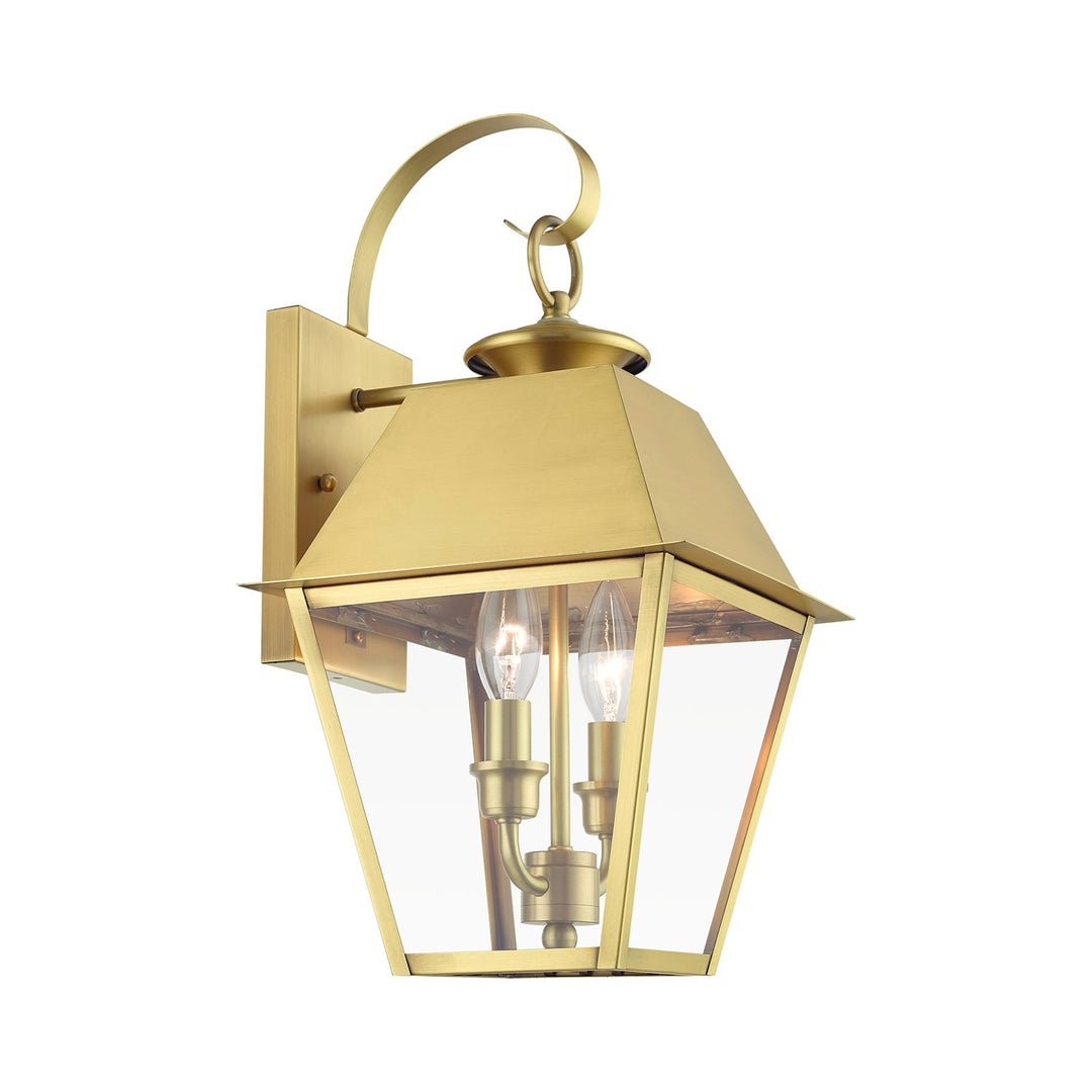 2 Light Natural Brass Outdoor Medium Wall Lantern