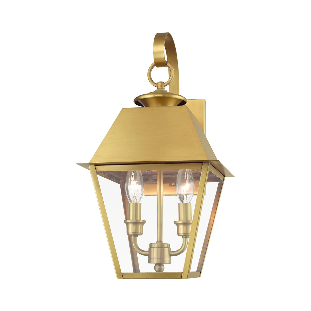 2 Light Natural Brass Outdoor Medium Wall Lantern