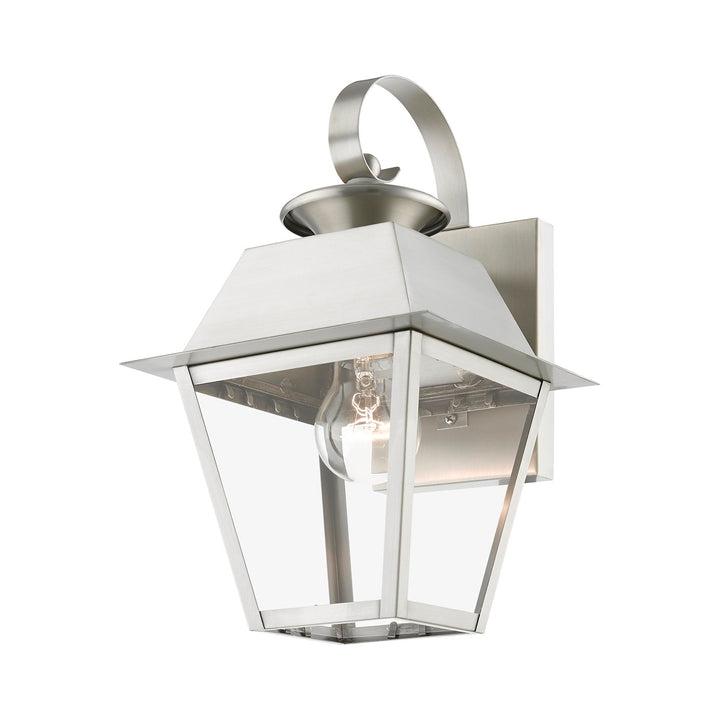 1 Light Brushed Nickel Outdoor Small Wall Lantern