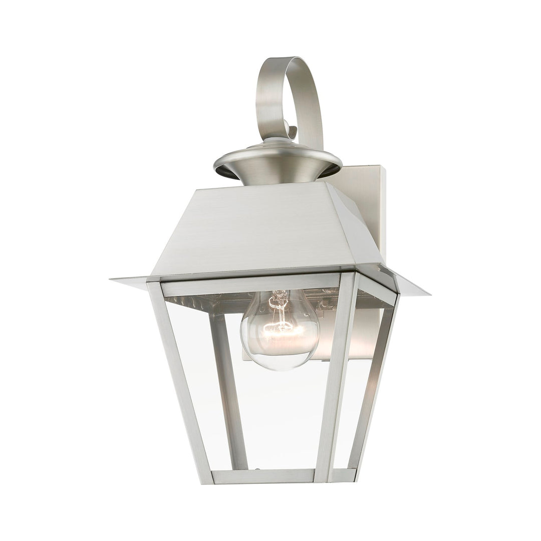 1 Light Brushed Nickel Outdoor Small Wall Lantern