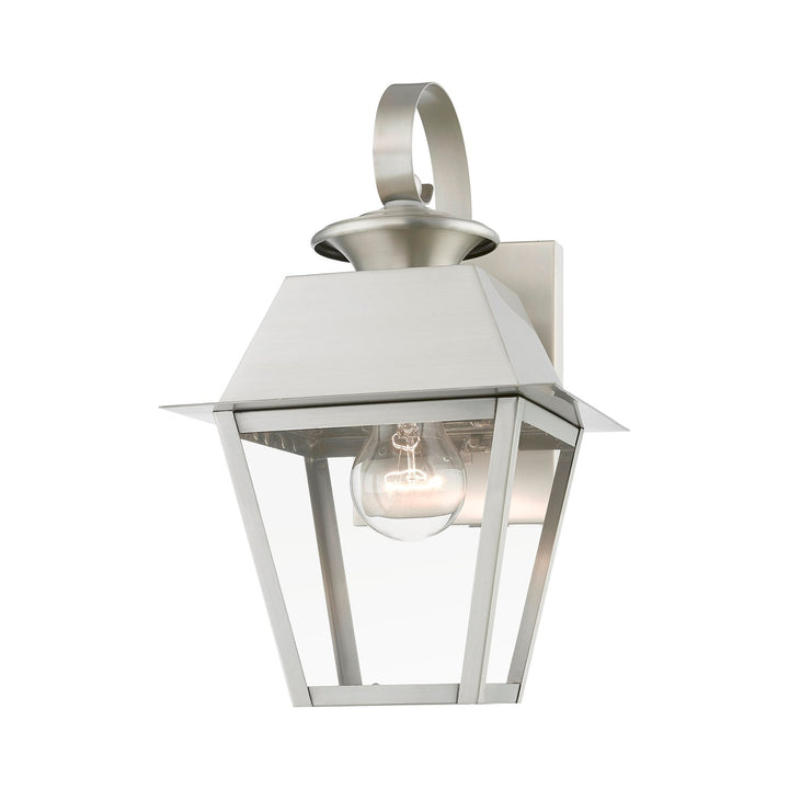 1 Light Brushed Nickel Outdoor Small Wall Lantern