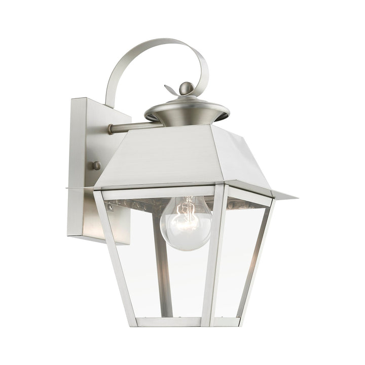 1 Light Brushed Nickel Outdoor Small Wall Lantern