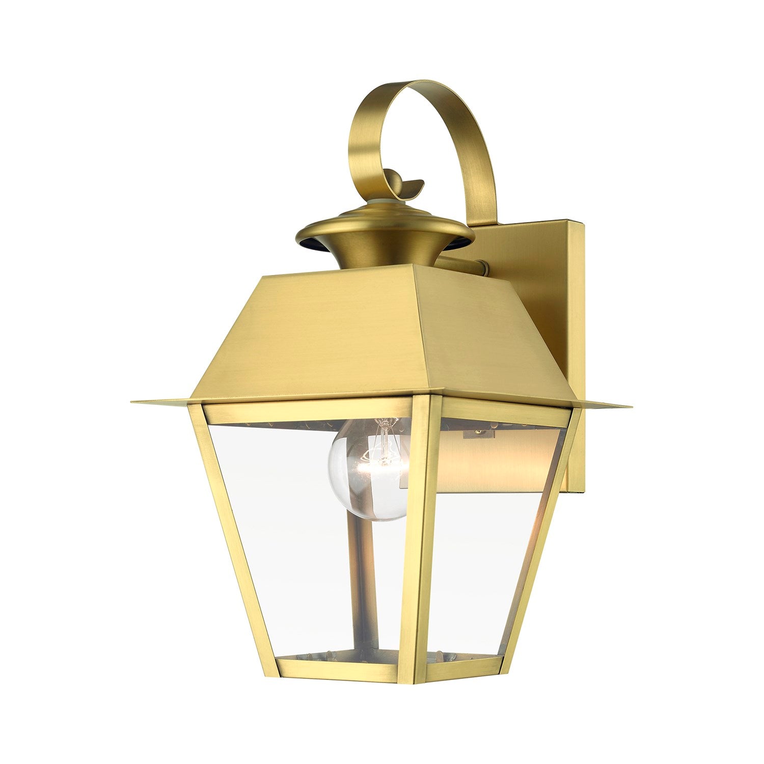 1 Light Natural Brass Outdoor Small Wall Lantern by Livex Lighting