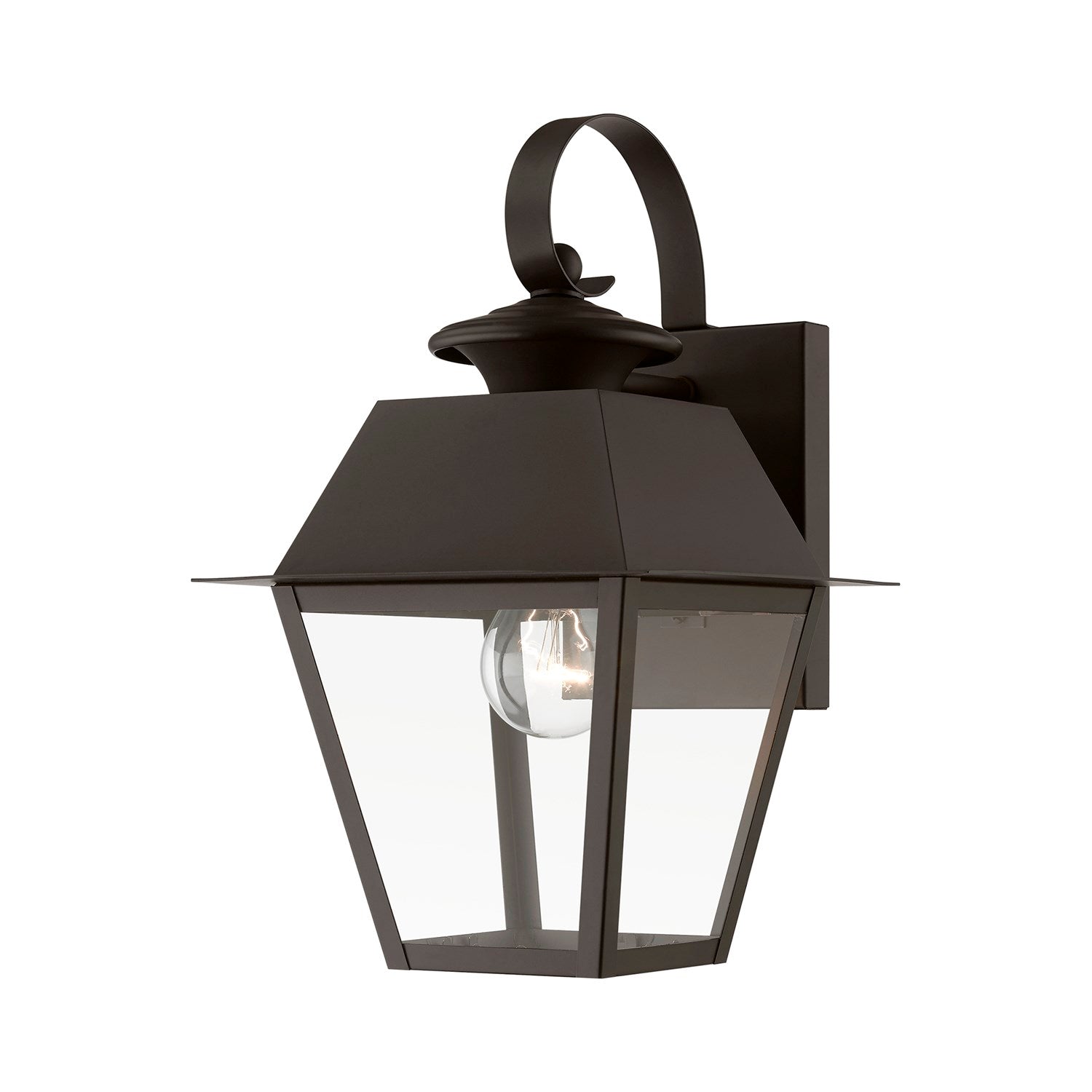 1 Light Bronze With Antique Brass Finish Cluster Outdoor Small Wall Lantern by Livex Lighting