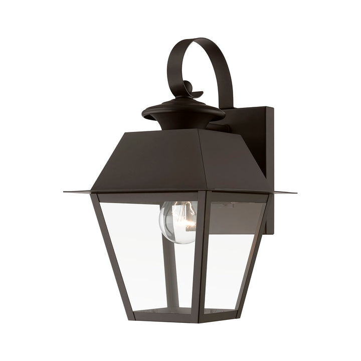 1 Light Bronze With Antique Brass Finish Cluster Outdoor Small Wall Lantern by Livex Lighting
