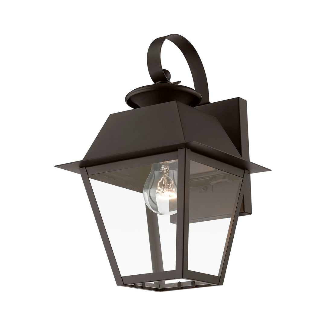 1 Light Bronze With Antique Brass Finish Cluster Outdoor Small Wall Lantern