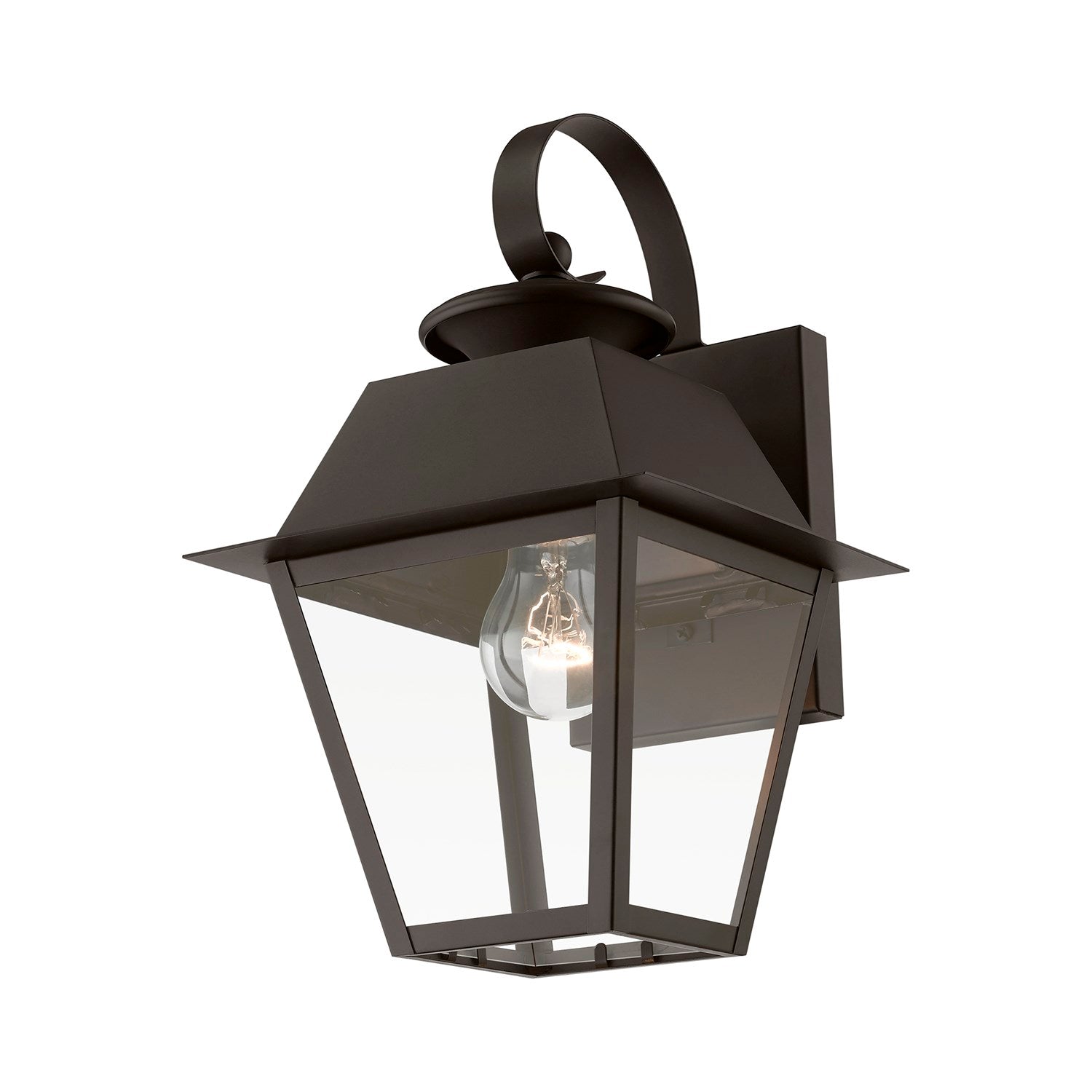 1 Light Bronze With Antique Brass Finish Cluster Outdoor Small Wall Lantern