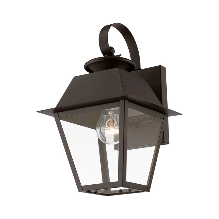 1 Light Bronze With Antique Brass Finish Cluster Outdoor Small Wall Lantern