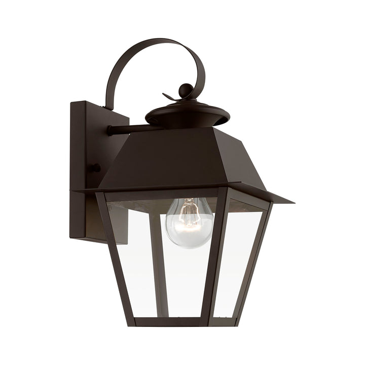 1 Light Bronze With Antique Brass Finish Cluster Outdoor Small Wall Lantern