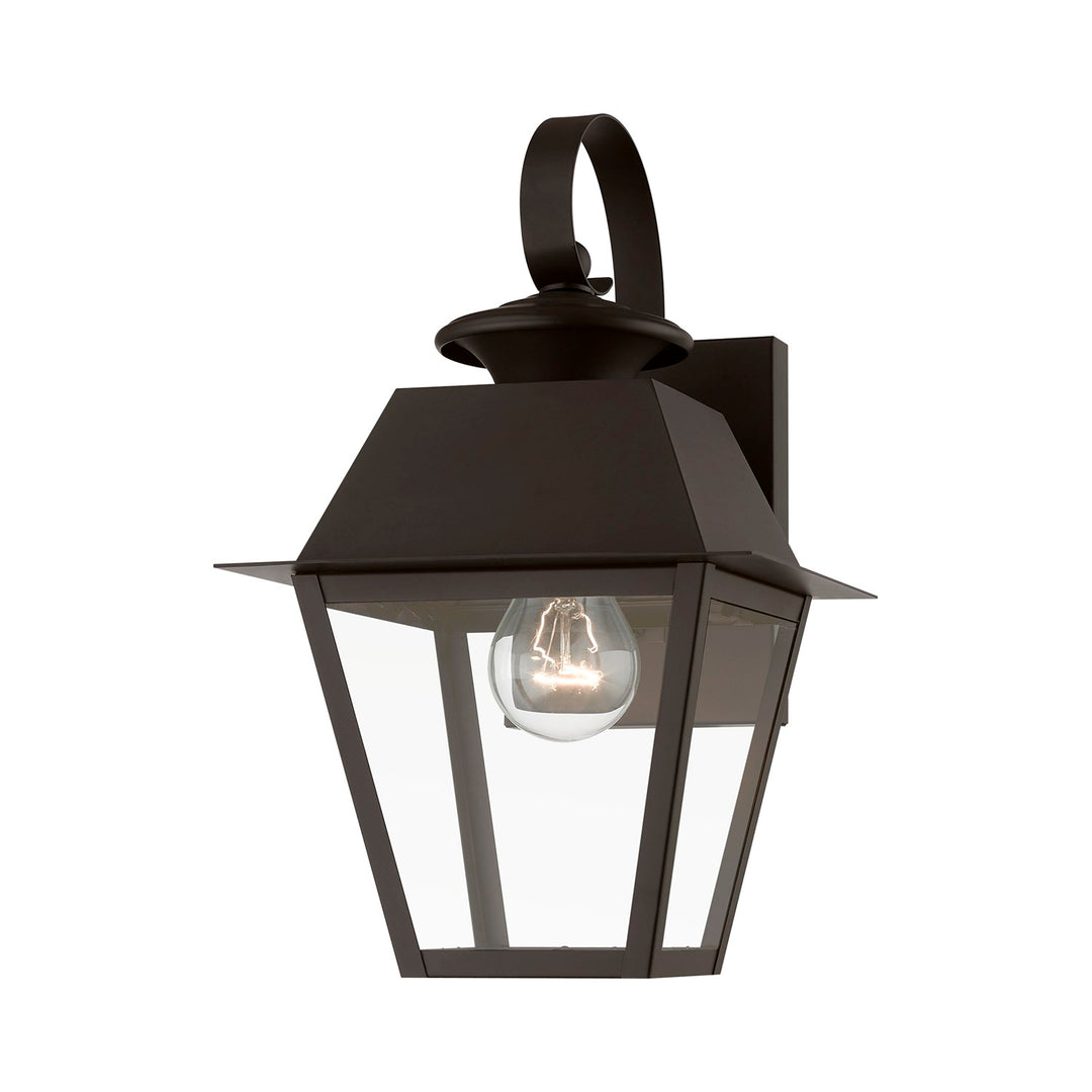 1 Light Bronze With Antique Brass Finish Cluster Outdoor Small Wall Lantern