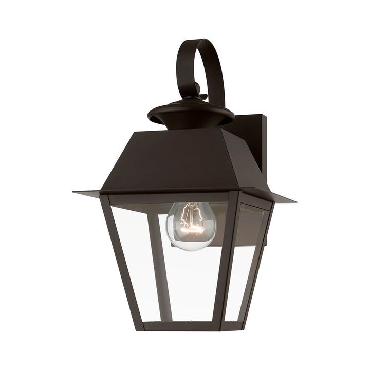 1 Light Bronze With Antique Brass Finish Cluster Outdoor Small Wall Lantern