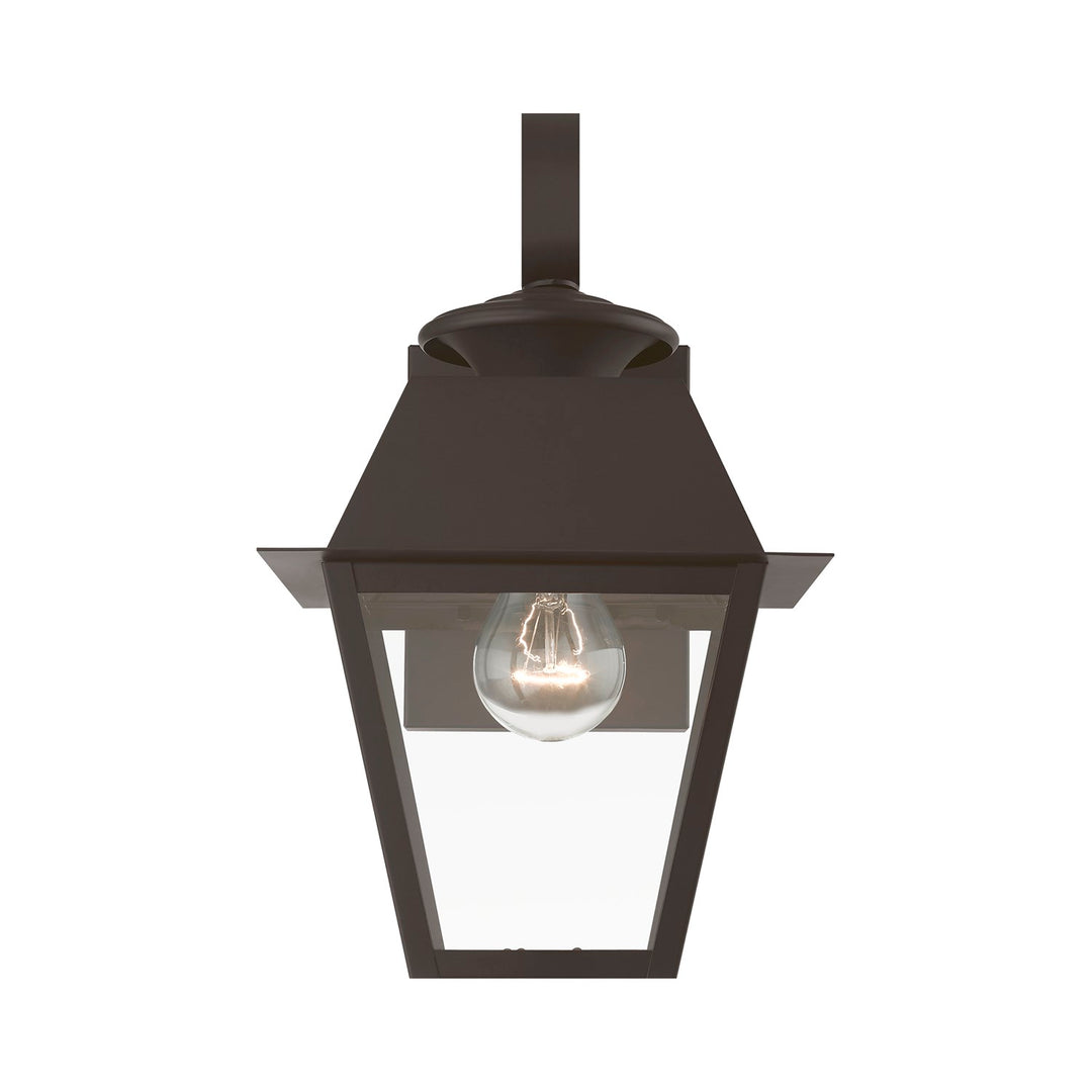 1 Light Bronze With Antique Brass Finish Cluster Outdoor Small Wall Lantern