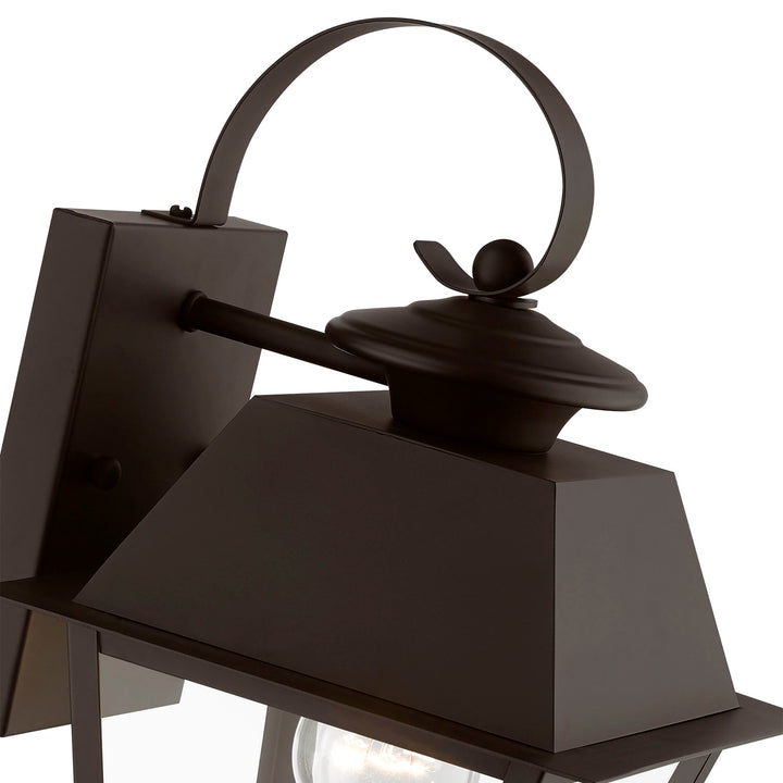 1 Light Bronze With Antique Brass Finish Cluster Outdoor Small Wall Lantern