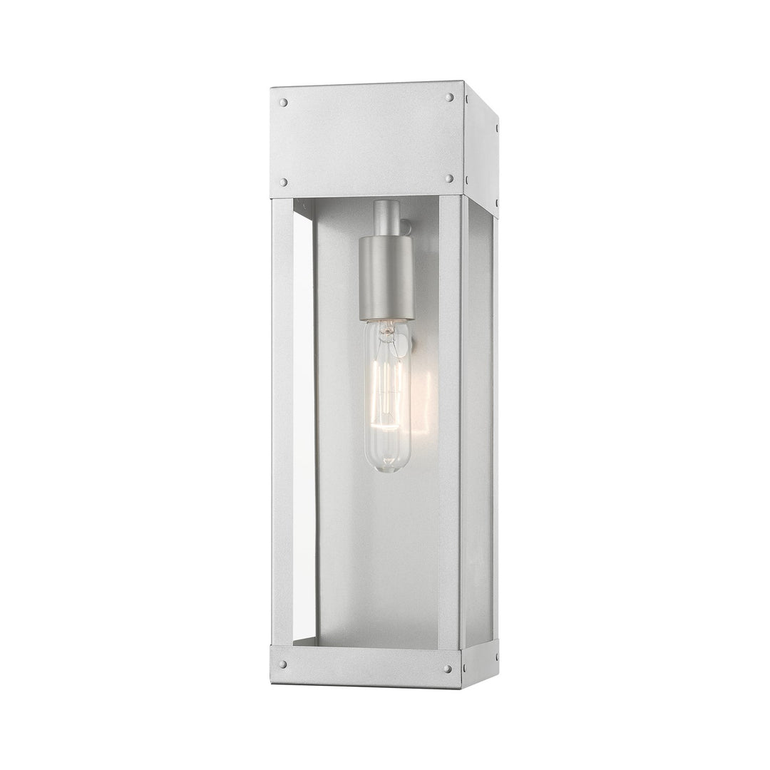 1 Light Painted Satin Nickel With Brushed Nickel Candle Outdoor Wall Lantern