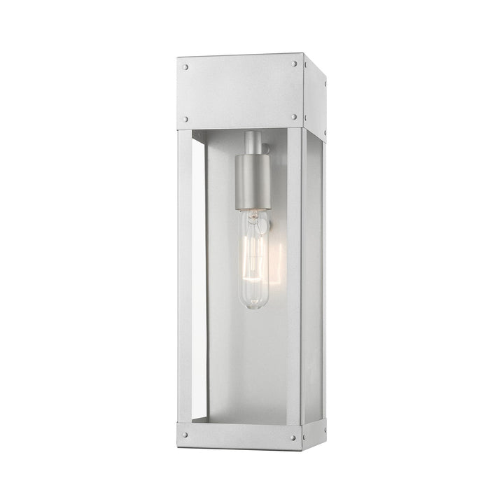 1 Light Painted Satin Nickel With Brushed Nickel Candle Outdoor Wall Lantern