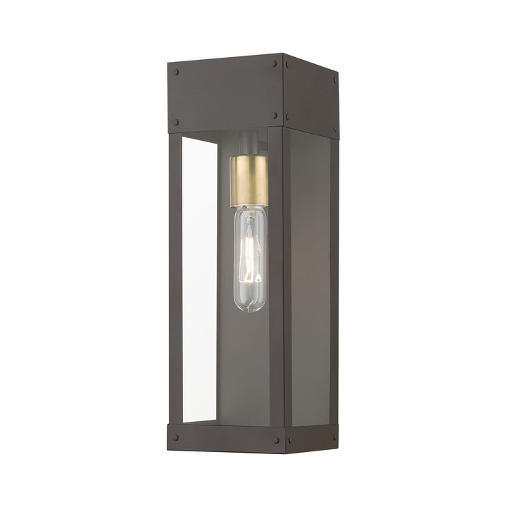1 Light Bronze With Antique Brass Candle Outdoor Wall Lantern by Livex Lighting