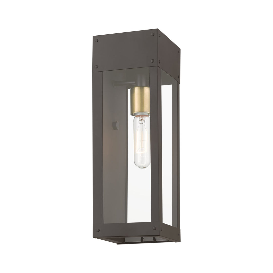 1 Light Bronze With Antique Brass Candle Outdoor Wall Lantern
