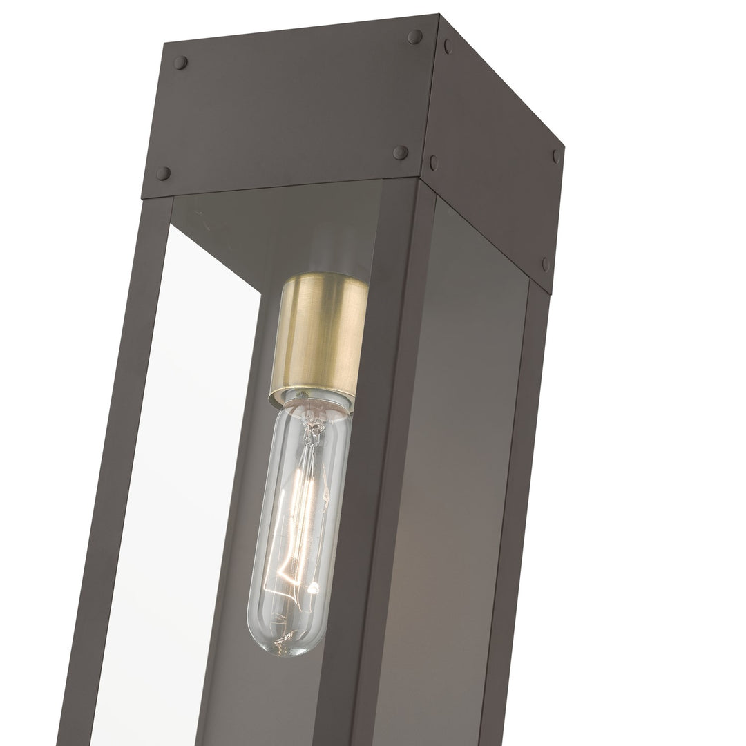 1 Light Bronze With Antique Brass Candle Outdoor Wall Lantern