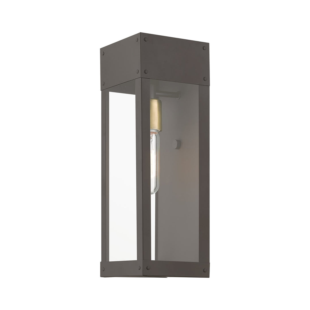 1 Light Bronze With Antique Brass Candle Outdoor Wall Lantern