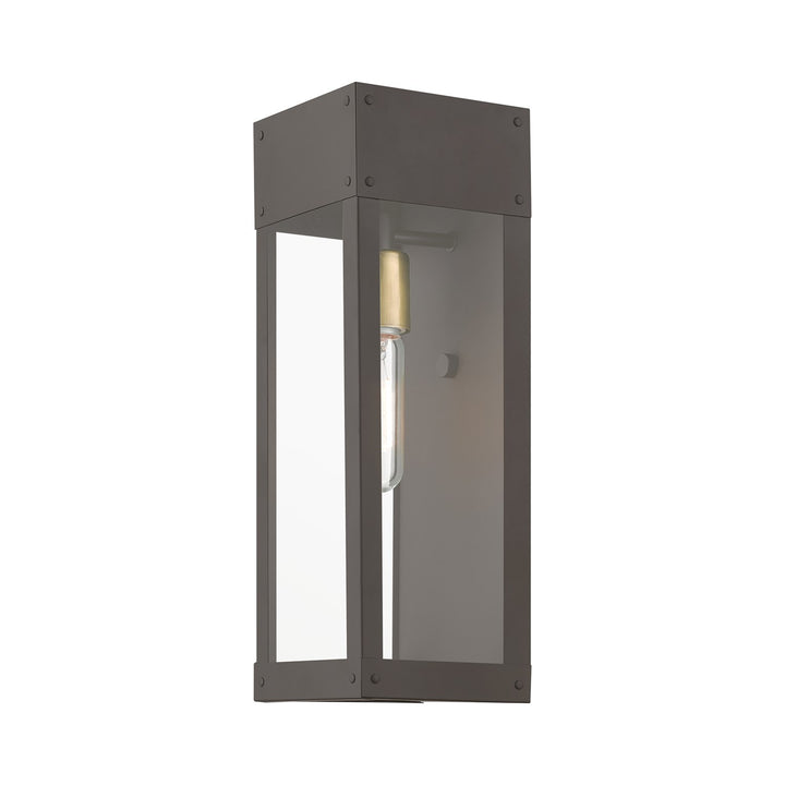 1 Light Bronze With Antique Brass Candle Outdoor Wall Lantern