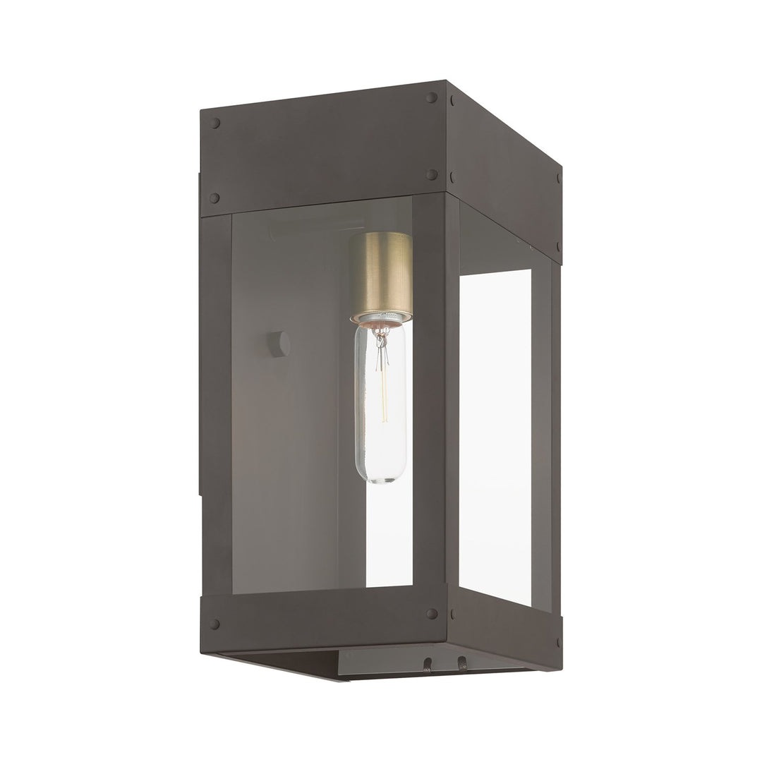 1 Light Bronze With Antique Brass Candle Outdoor Wall Lantern