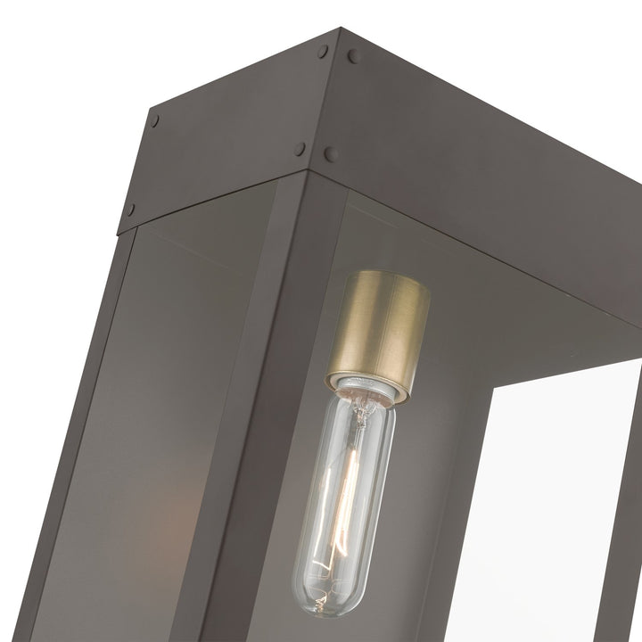 1 Light Bronze With Antique Brass Candle Outdoor Wall Lantern
