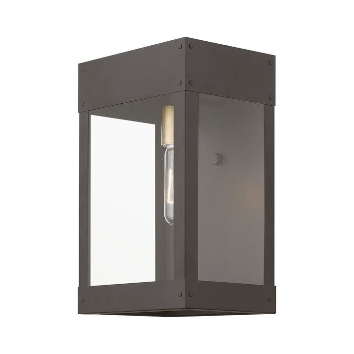 1 Light Bronze With Antique Brass Candle Outdoor Wall Lantern