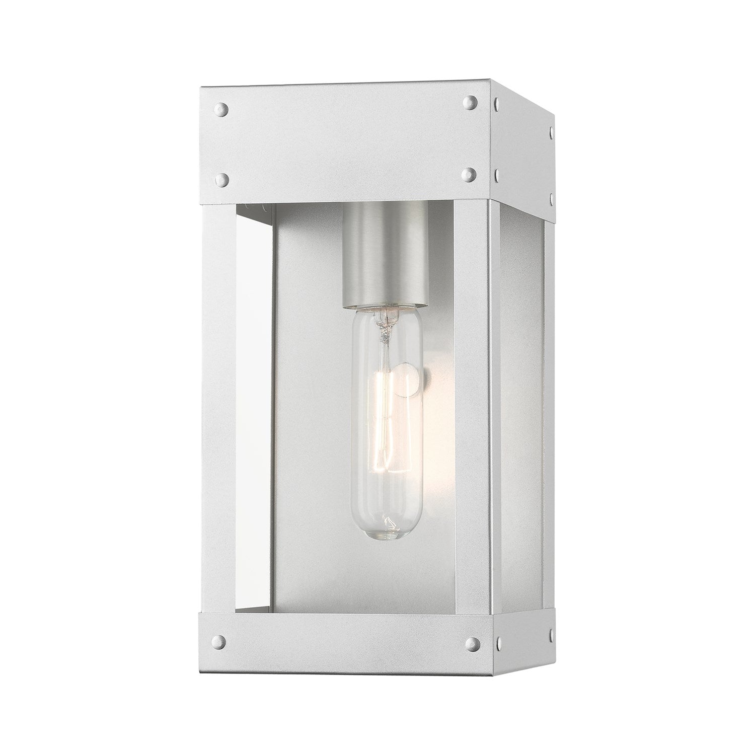 1 Light Painted Satin Nickel With Brushed Nickel Candle Outdoor Wall Lantern