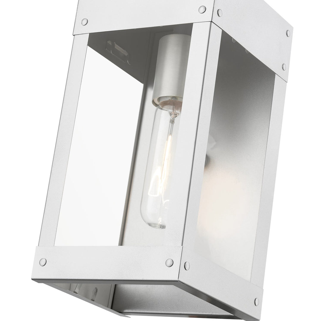 1 Light Painted Satin Nickel With Brushed Nickel Candle Outdoor Wall Lantern
