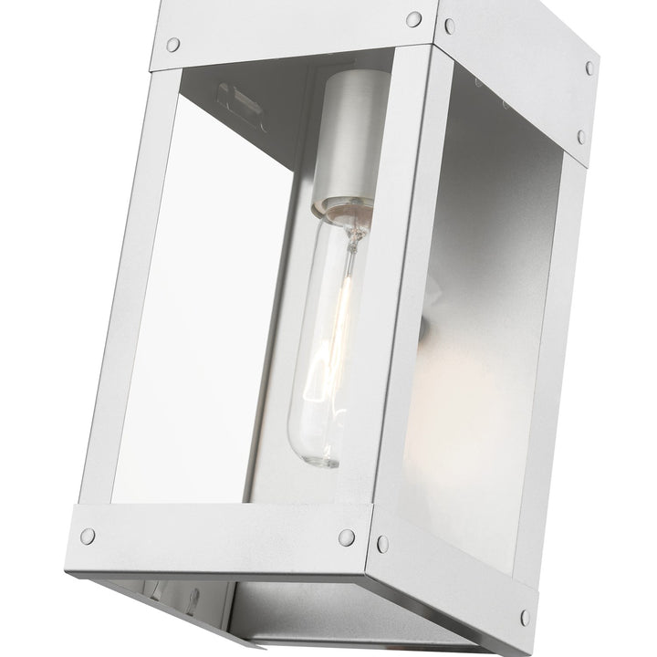 1 Light Painted Satin Nickel With Brushed Nickel Candle Outdoor Wall Lantern