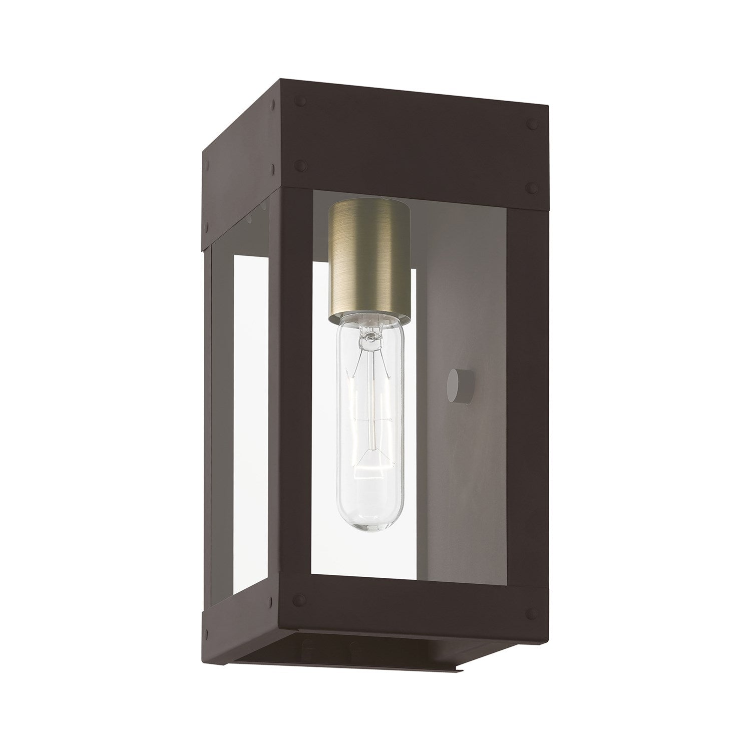 1 Light Bronze With Antique Brass Candle Outdoor Wall Lantern