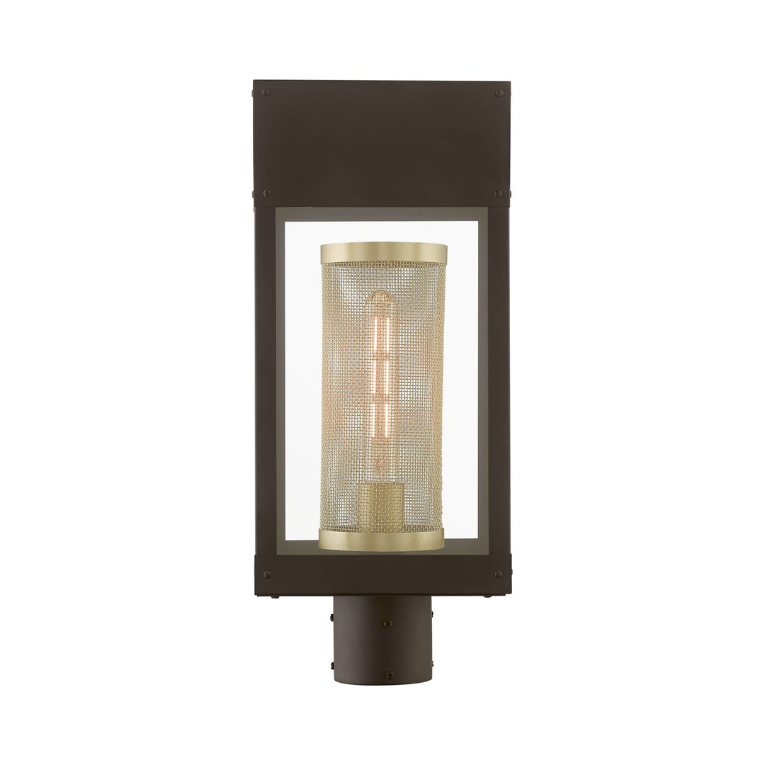 1 Light Bronze With Soft Gold Candle Outdoor Post Top Lantern