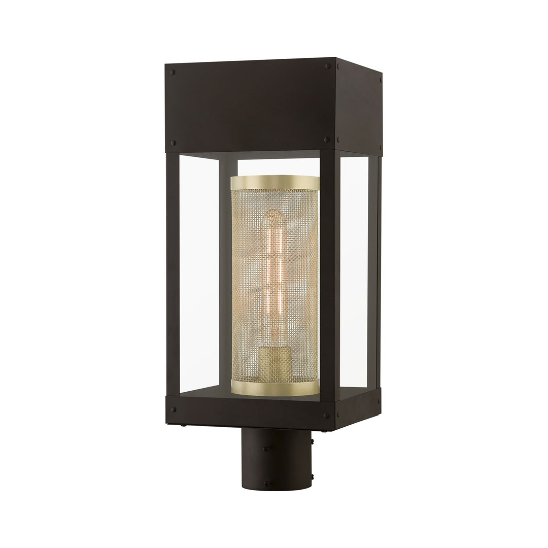 1 Light Bronze With Soft Gold Candle Outdoor Post Top Lantern