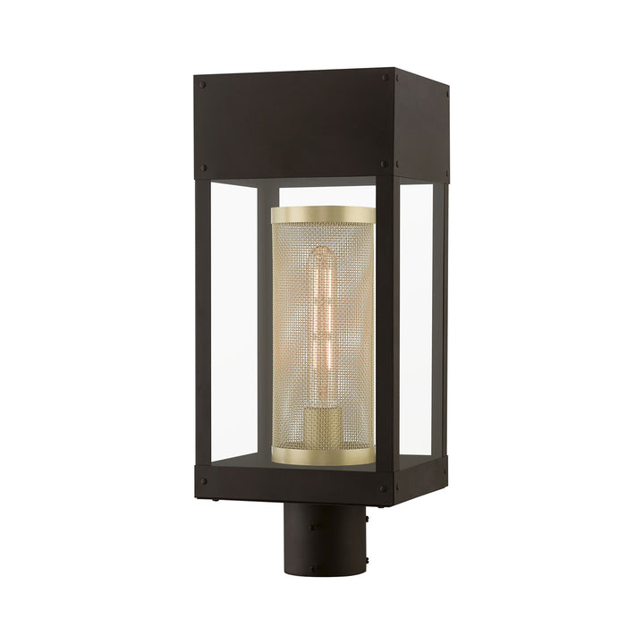1 Light Bronze With Soft Gold Candle Outdoor Post Top Lantern