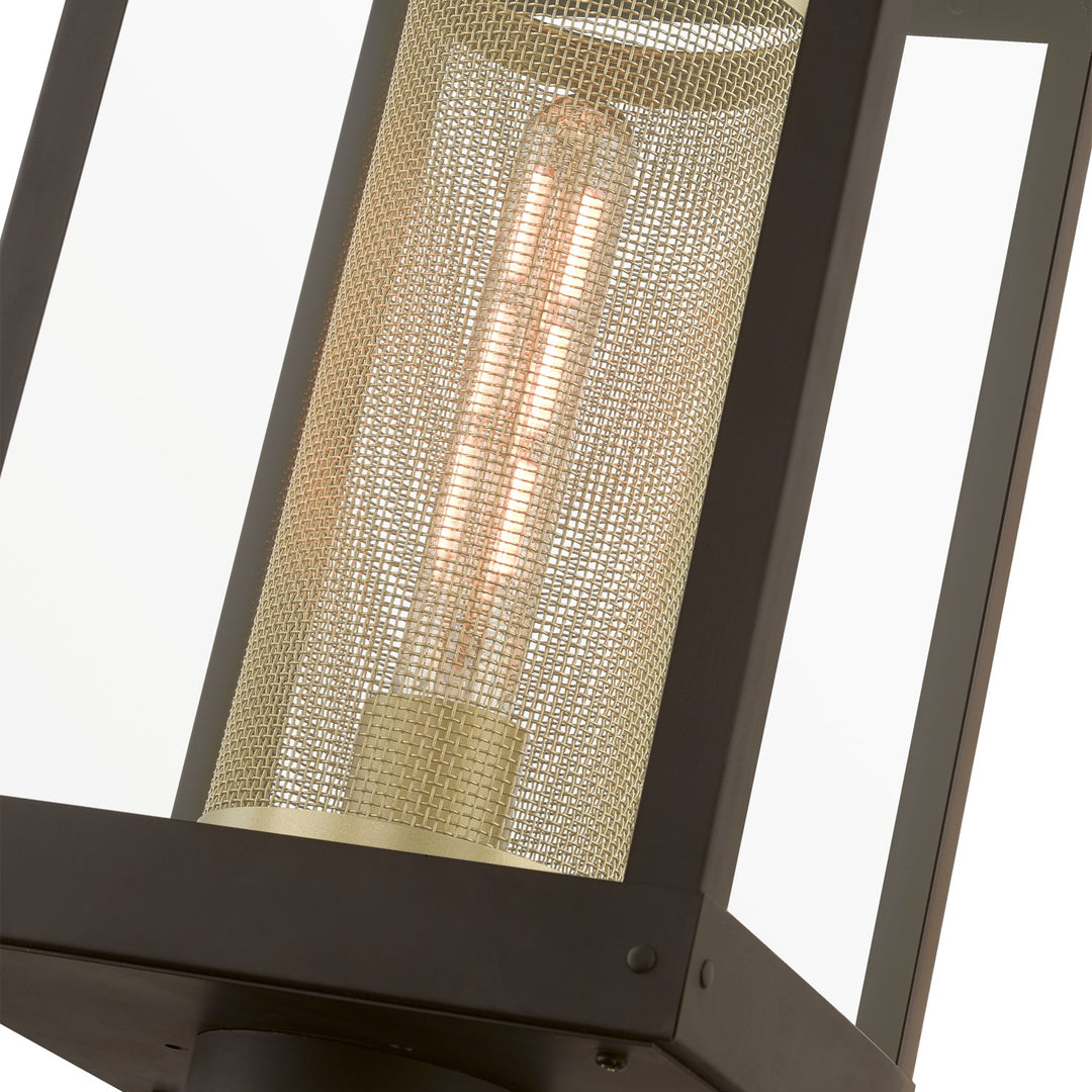 1 Light Bronze With Soft Gold Candle Outdoor Post Top Lantern