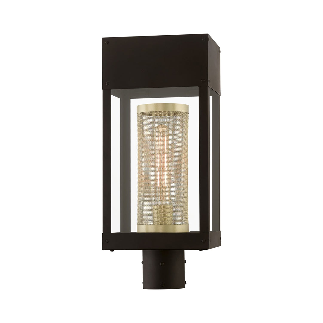 1 Light Bronze With Soft Gold Candle Outdoor Post Top Lantern