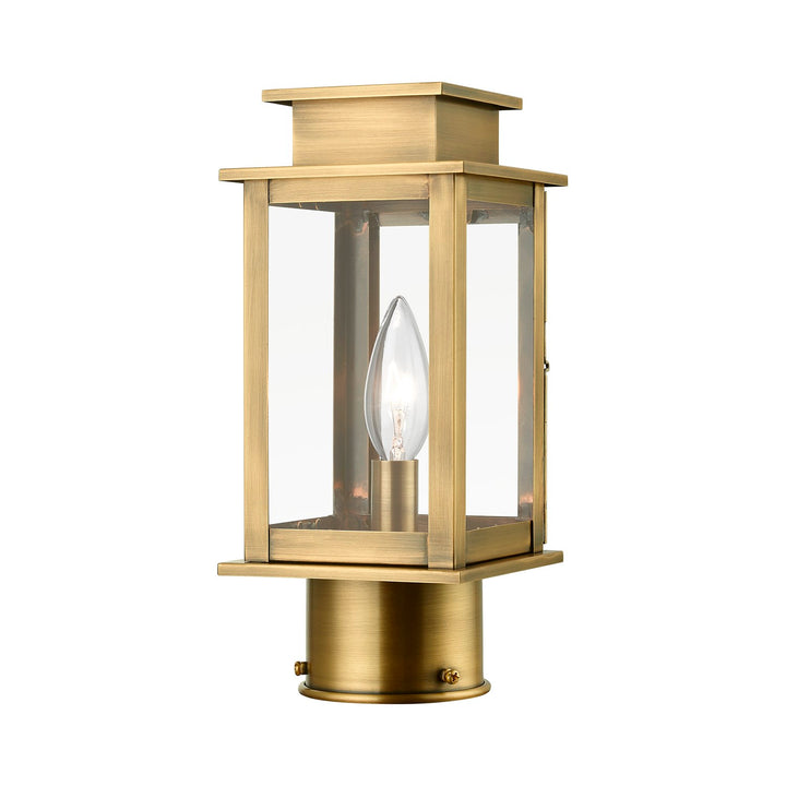 1 Light Antique Brass Outdoor Mini Post Top Lantern by Livex Lighting