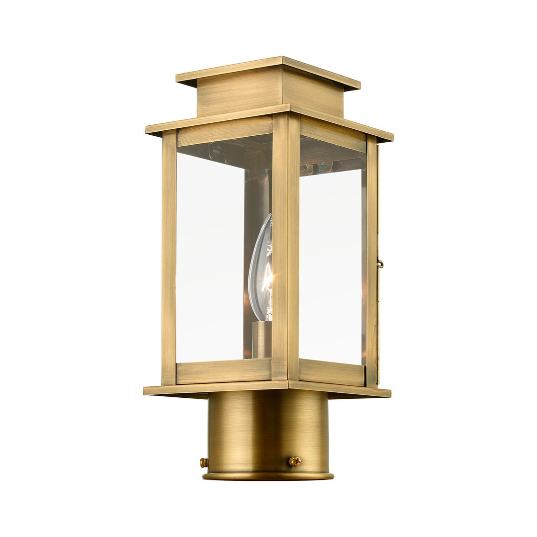 1 Light Antique Brass Outdoor Mini Post Top Lantern