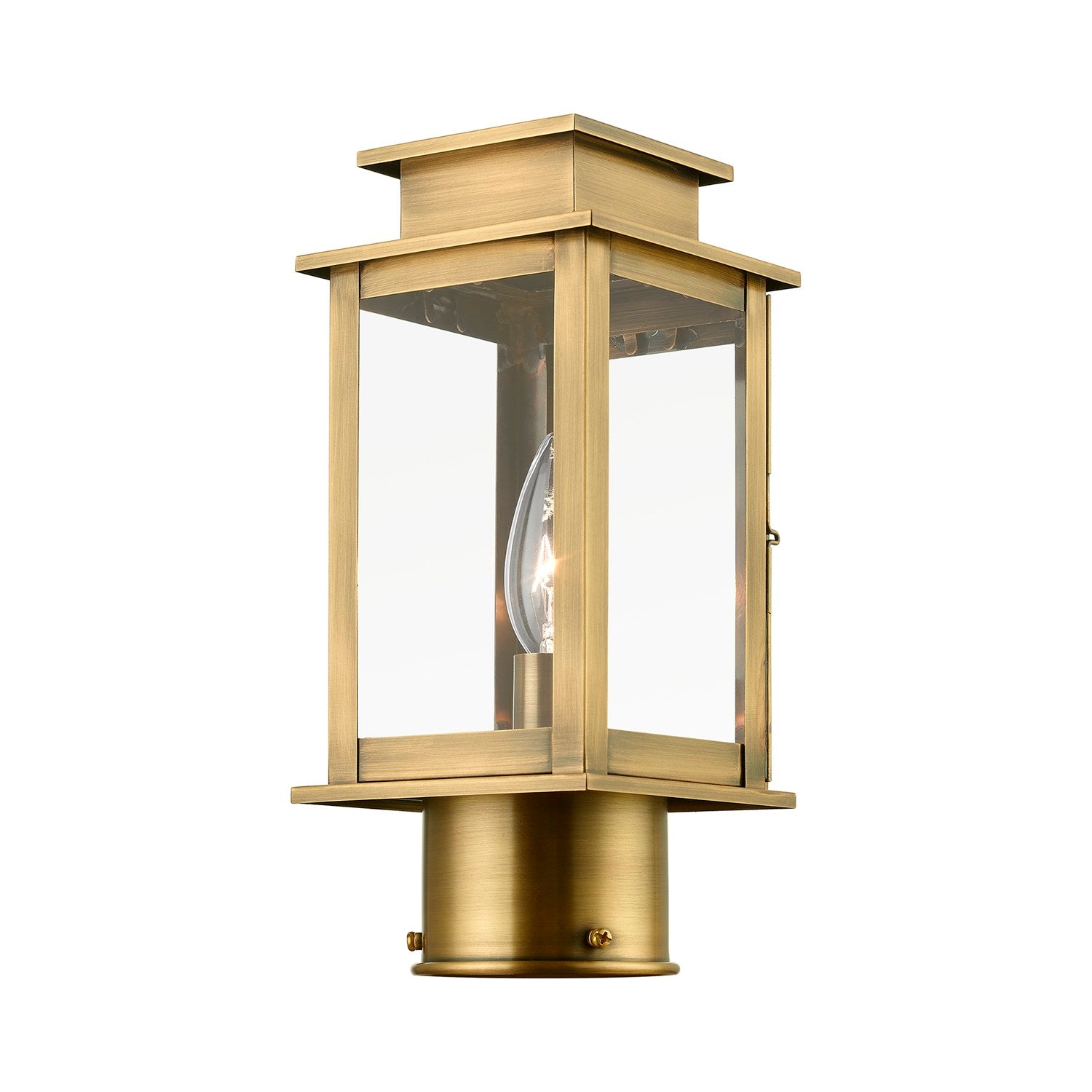 1 Light Antique Brass Outdoor Mini Post Top Lantern