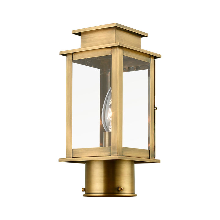 1 Light Antique Brass Outdoor Mini Post Top Lantern