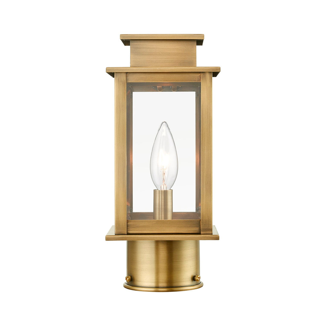 1 Light Antique Brass Outdoor Mini Post Top Lantern